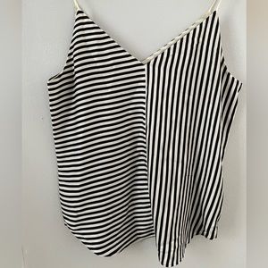 Black and white striped v-neck blouse for layering